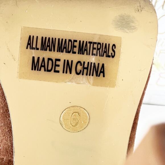 Fahrenheit Brown Faux Suede Studded Heels Size 6 - Picture 12 of 15